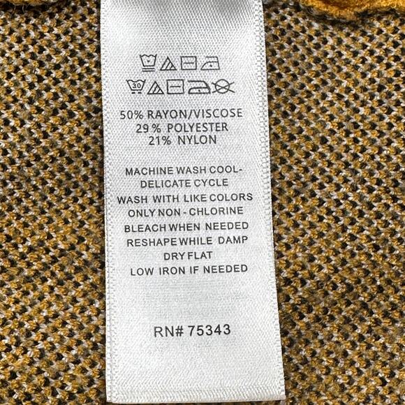 Tahari Sweater Womens Medium Gold White Black Plaid Mock Turtleneck Pullover - Picture 9 of 11